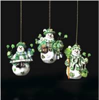 IRISH SNOWMAN ORN 3 PC SET